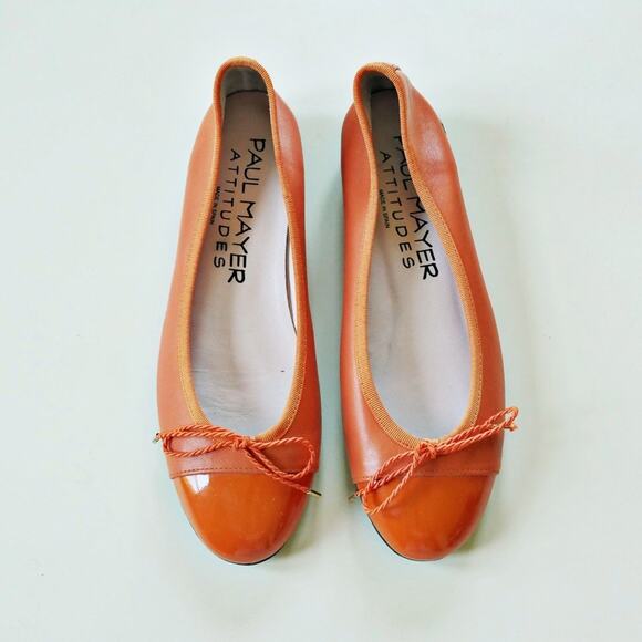 Paul Mayer Attitudes Made in Spain Ballet Flat Cap Toe Orange 5.5 - Picture 1 of 12